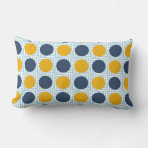 Niedlicher Quirky Whimsical Blue Yellow Polka Dot Lendenkissen