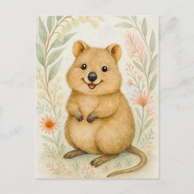 Niedlicher Quokka Frühjahr Sommer Kangaroo Tier Po Postkarte (Vorderseite)