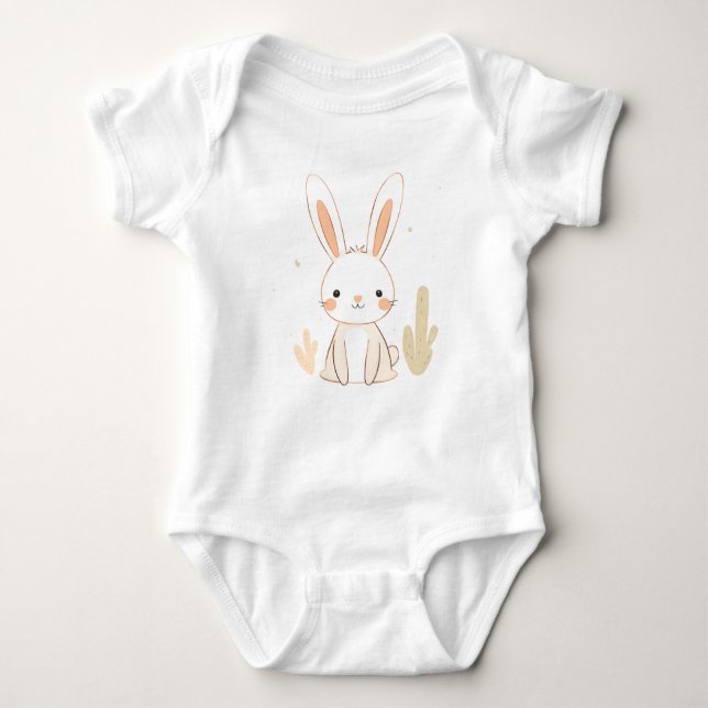 Niedlicher Rabbit Baby Jersey Bodysuit Baby Strampler (Vorderseite)