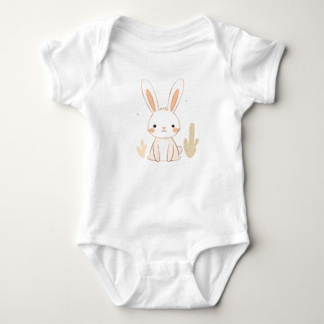 Niedlicher Rabbit Baby Jersey Bodysuit Strampler (Vorderseite)