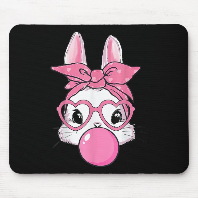 Niedlicher Rabbit Bunny Blows Gum Ostertag Mousepad (Vorne)