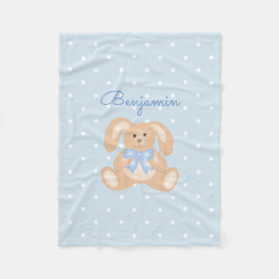 Niedlicher Rabbit Pastel Blue Polka Dots Kinder Fleecedecke