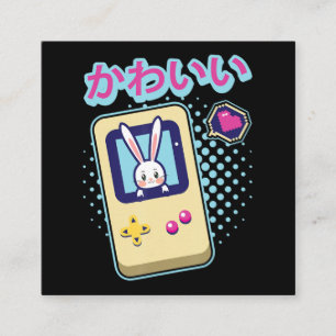 Niedlicher Rabbit Pastel Kawaii Gamer Japanischer  Quadratische Visitenkarte