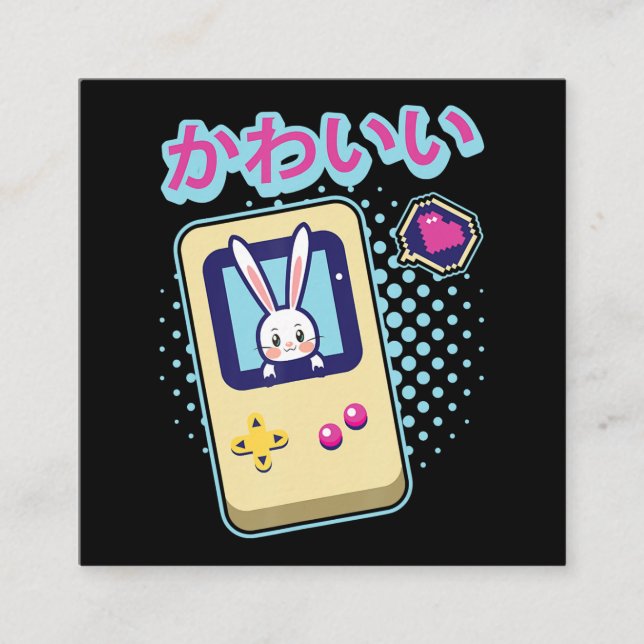 Niedlicher Rabbit Pastel Kawaii Gamer Japanischer  Quadratische Visitenkarte (Vorderseite)