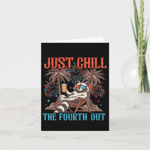 Niedlicher Raccoon 4. Juli Patriotic nur Chill the Karte