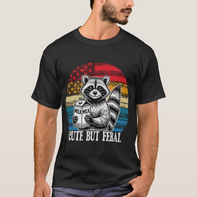 Niedlicher Raccoon aber Feral T-Shirt (Vorderseite)