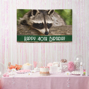 Niedlicher Raccoon auf einem Log Geburtstag Banner