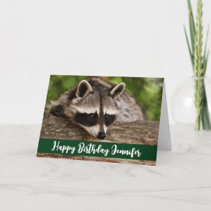 Niedlicher Raccoon auf einem Log Geburtstag Karte