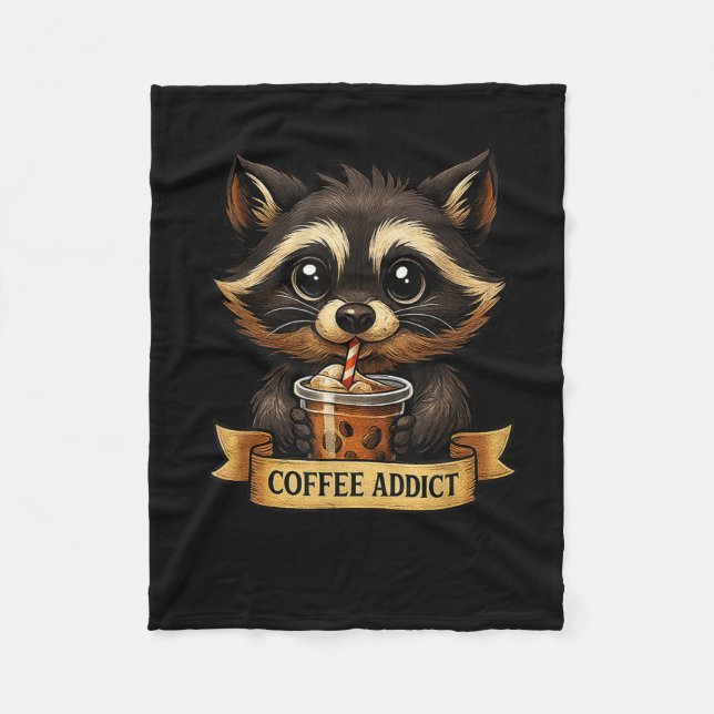 Niedlicher Raccoon Drink Kaffee Funny für Damen Te Fleecedecke (Vorderseite)