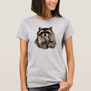Niedlicher Raccoon-durchbrennenkuss-Spaßtierkunst T-Shirt