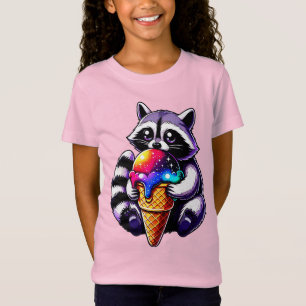 Niedlicher Raccoon Ess einer Weltraummusik T-Shirt