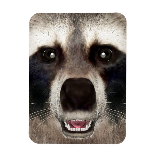 Niedlicher Raccoon Head Funny Animal Portrait Magnet (Vertikal)