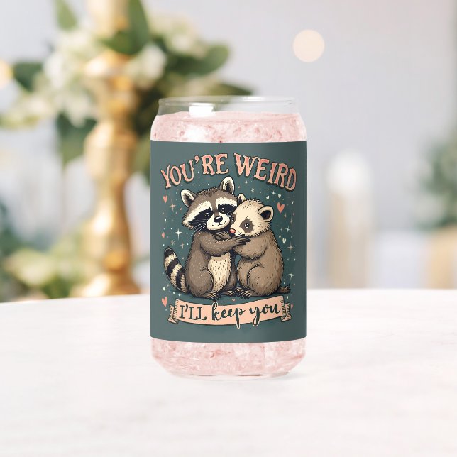Niedlicher Raccoon und der Umarmung von Freunden Dosenglas (Insitu (Hochzeit))
