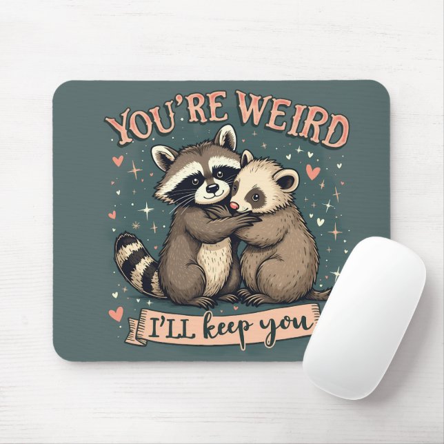 Niedlicher Raccoon und der Umarmung von Freunden Mousepad (Mit Mouse)