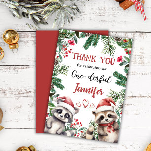 Niedlicher Raccoon Weihnachten 1° Geburtstag Danke