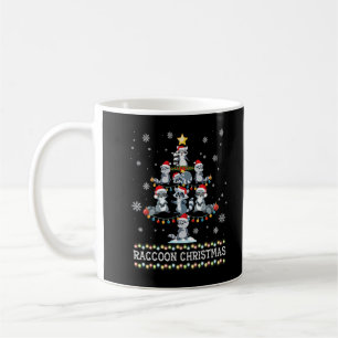 Niedlicher Raccoon Weihnachtsbaum Pajama Matching Kaffeetasse