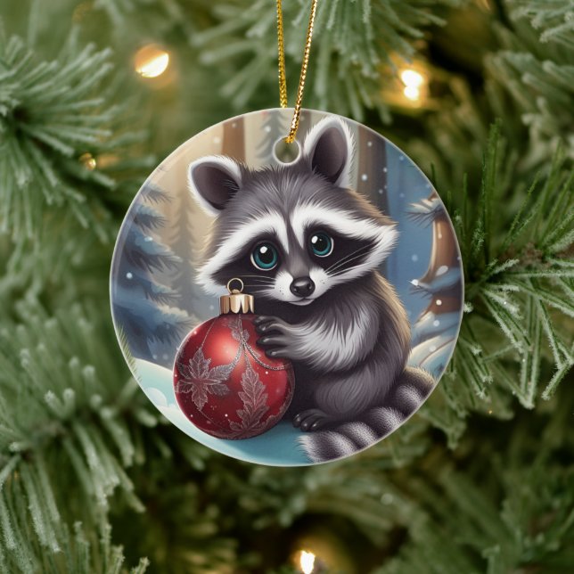 Niedlicher Raccoon Weihnachtsschmuck (Baum)
