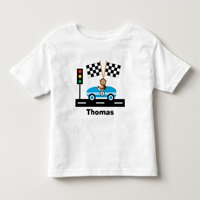 Niedlicher Racecar-T - Shirt mit Affe (Vorderseite)