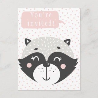 Niedlicher Racoon Kindergeburtstag Einladung Postk