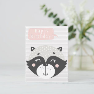 Niedlicher Racoon Kindergeburtstag Postkarte