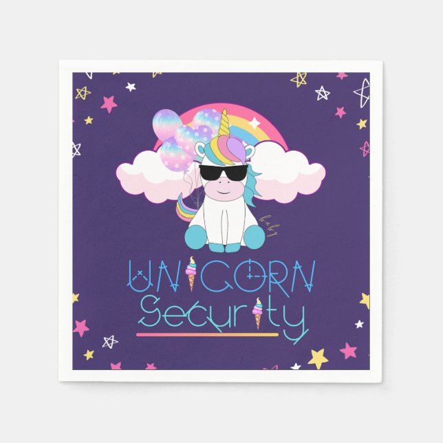Niedlicher Rainbow Baby Unicorn Security T - Shirt Serviette (Vorderseite)