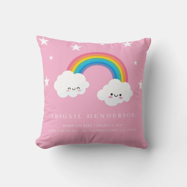 Niedlicher Rainbow Birne Ankündigung Pillow Kissen (Vorderseite)