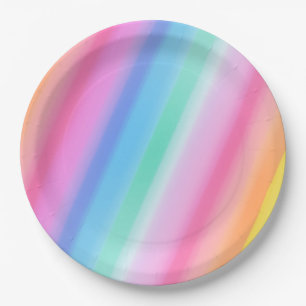 Niedlicher Rainbow-Bright und farbenfroher Geburts Pappteller