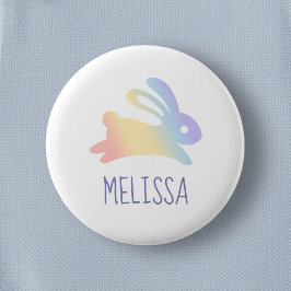 Niedlicher Rainbow Bunny Rabbit Individuelle Name Button