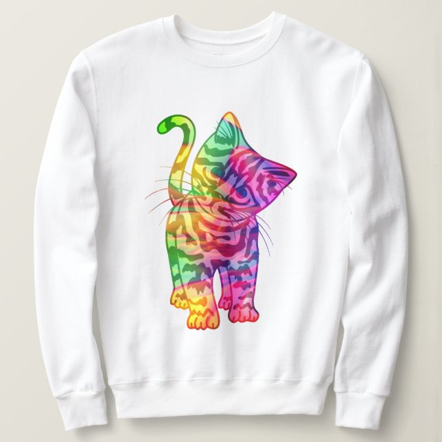 Niedlicher Rainbow Cat T - Shirt, Hoodie Sweatshir (Design vorne)