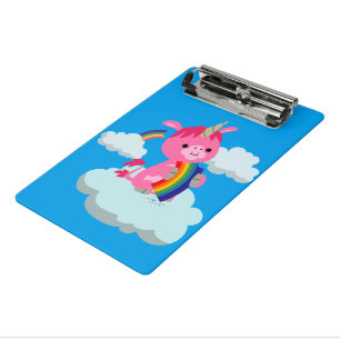 Niedlicher Rainbow-Eating-Cartoon Einhorn Mini-Zwi Mini Klemmbrett