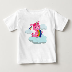 Niedlicher Rainbow-Eating Cartoon Unicorn Baby T - T-shirt