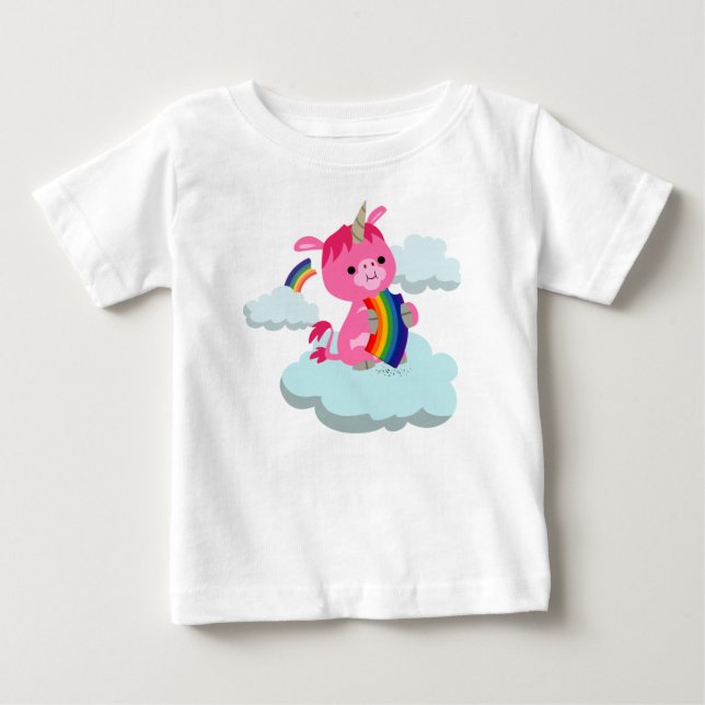 Niedlicher Rainbow-Eating Cartoon Unicorn Baby T - T-shirt (Vorderseite)