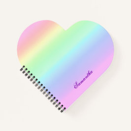 Niedlicher Rainbow Gradient Heart Individuelle Nam Notizbuch