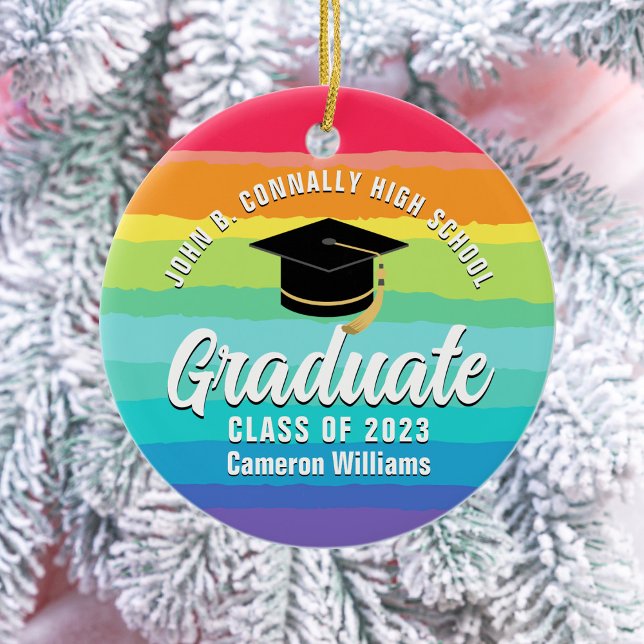 Niedlicher Rainbow Graduate Custom Abschluss Weihn Keramik Ornament (Von Creator hochgeladen)
