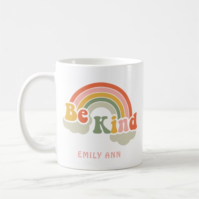 Niedlicher Rainbow-Individuelle Name Kaffeetasse (Links)