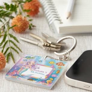 Niedlicher Rainbow-Meerjungfisch-Schildkröte-Star Schlüsselanhänger