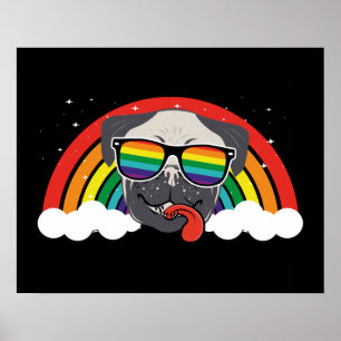 Niedlicher Rainbow-Mops Poster