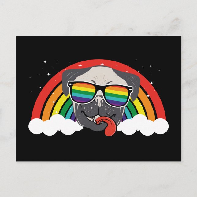 Niedlicher Rainbow-Mops Postkarte (Vorderseite)