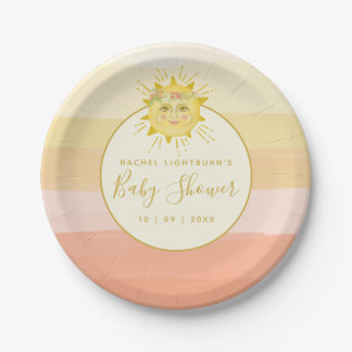 Niedlicher Rainbow Ray of Sunshine Baby Shower Pappteller