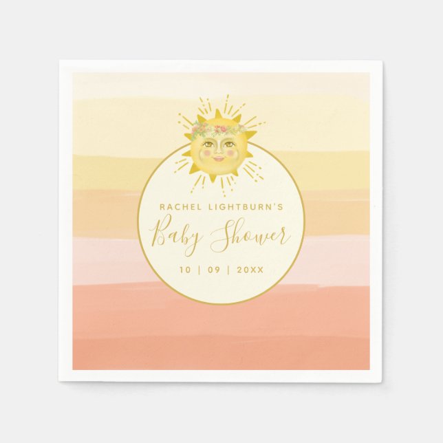 Niedlicher Rainbow Ray of Sunshine Baby Shower Serviette (Vorderseite)
