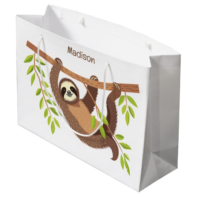 Niedlicher Rand für Text und Farbe Große Geschenktüte (Rückseite Schrägansicht)
