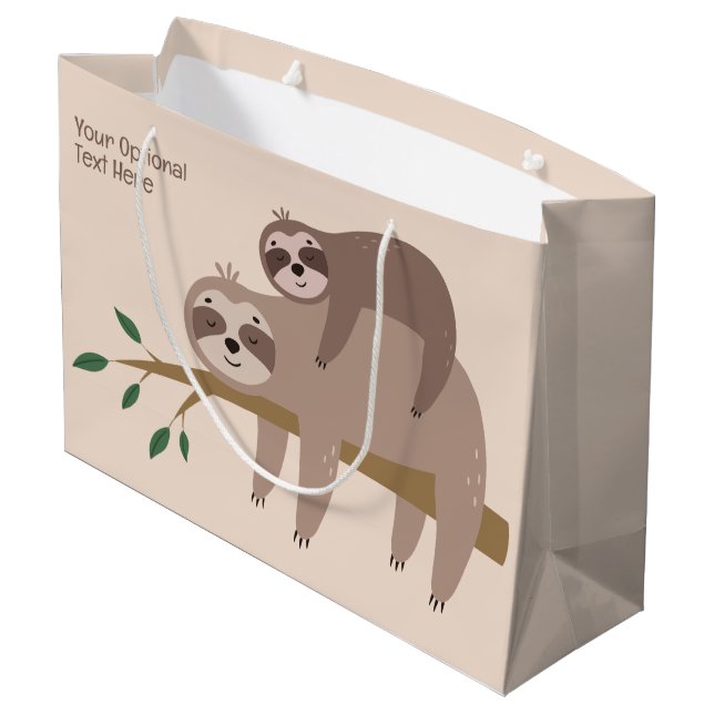 Niedlicher Rand für Text und Farbe Große Geschenktüte (Rückseite Schrägansicht)