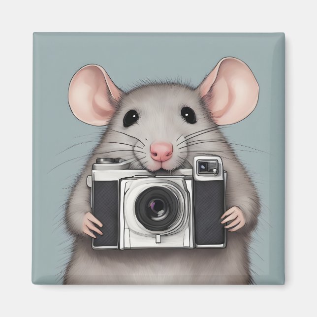 Niedlicher Rattenfotograf Magnet (Vorne)