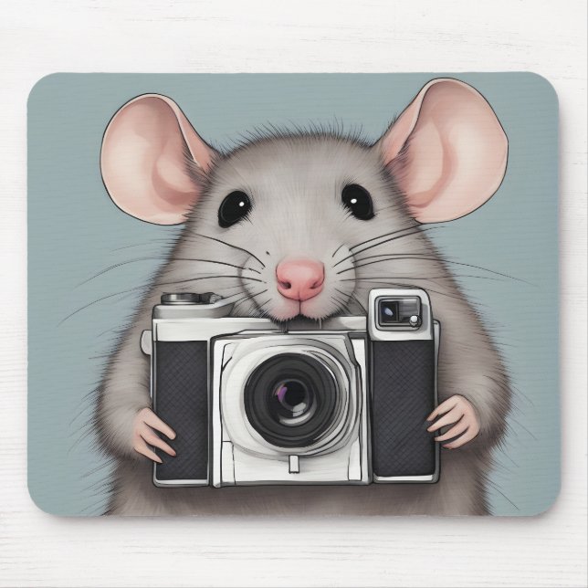 Niedlicher Rattenfotograf Mousepad (Vorne)