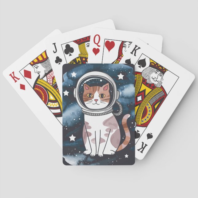 Niedlicher Raumkatze Astronaut Spielkarten (Rückseite)