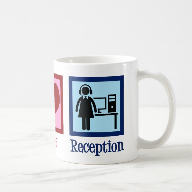 Niedlicher Receptionist Peace Liebe Empfang Kaffeetasse (Rechts)