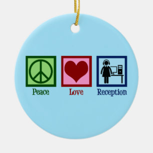 Niedlicher Receptionist Peace Liebe Empfang Keramik Ornament
