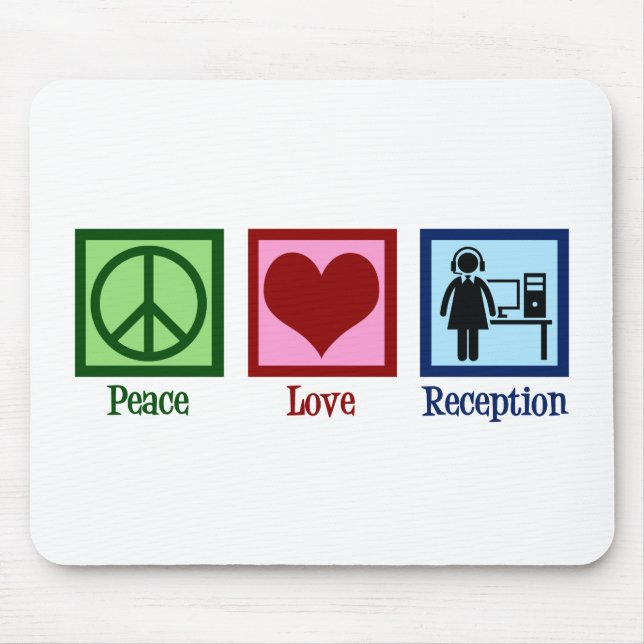 Niedlicher Receptionist Peace Liebe Empfang Mousepad (Vorne)