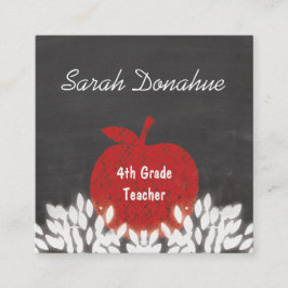 Niedlicher Red Apple Chalkboard School Lehrer Quadratische Visitenkarte