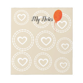 Niedlicher Red Balloon- & Herz-Editor Notizblock